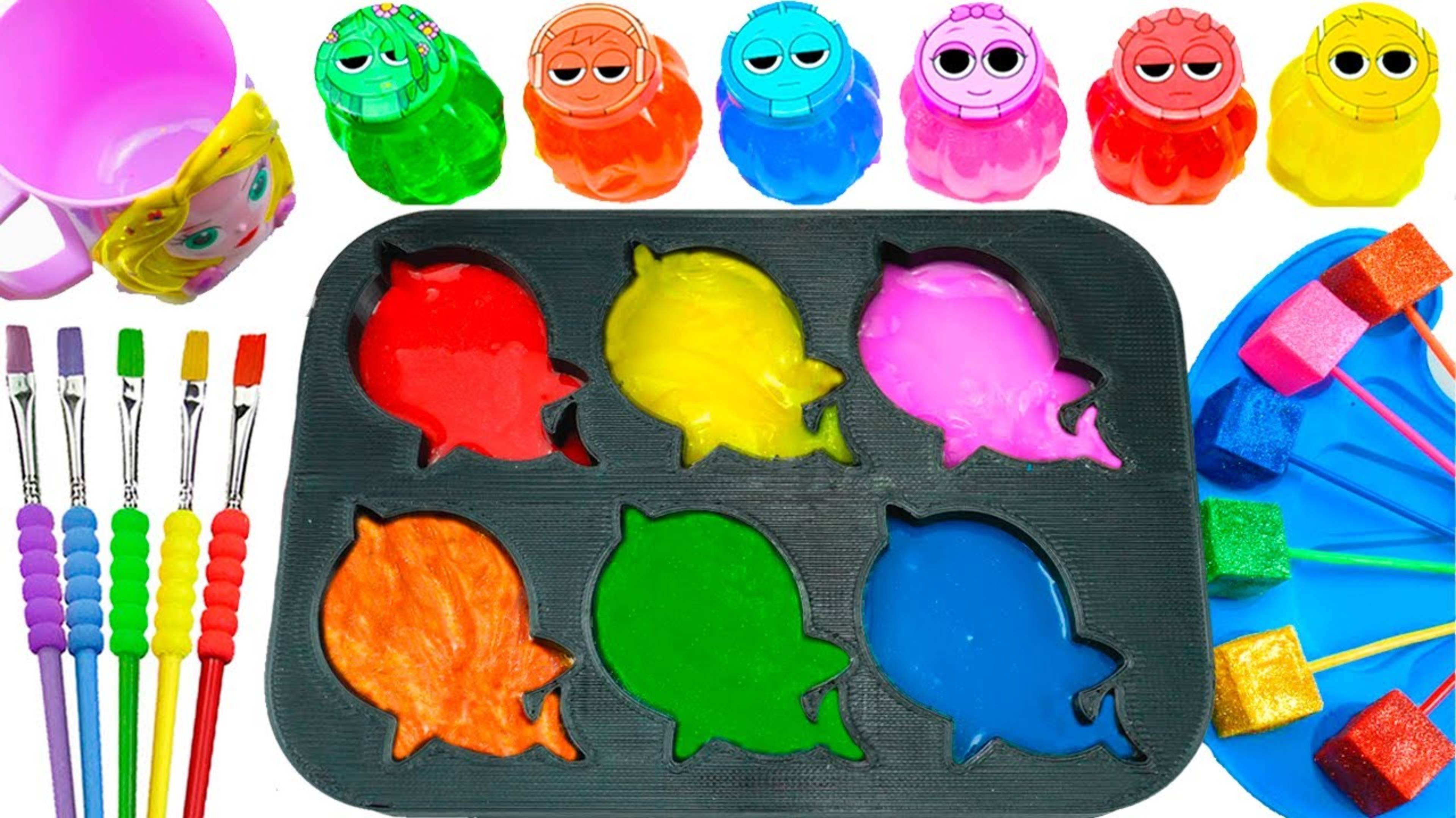 Чтобы сделать радужно блестящую гигантскую акуленку в формочках, плавающую в шламах и спрунки ASMR