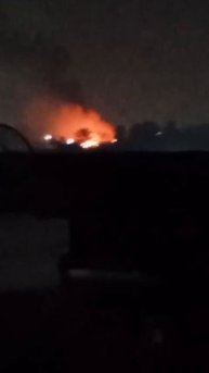 Пожар на месте прилетов на авиабазе Нур-Хан