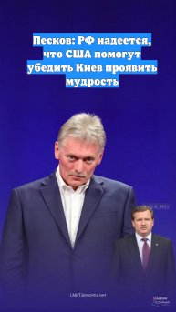 Песков: РФ надеется, что США помогут убедить Киев проявить мудрость