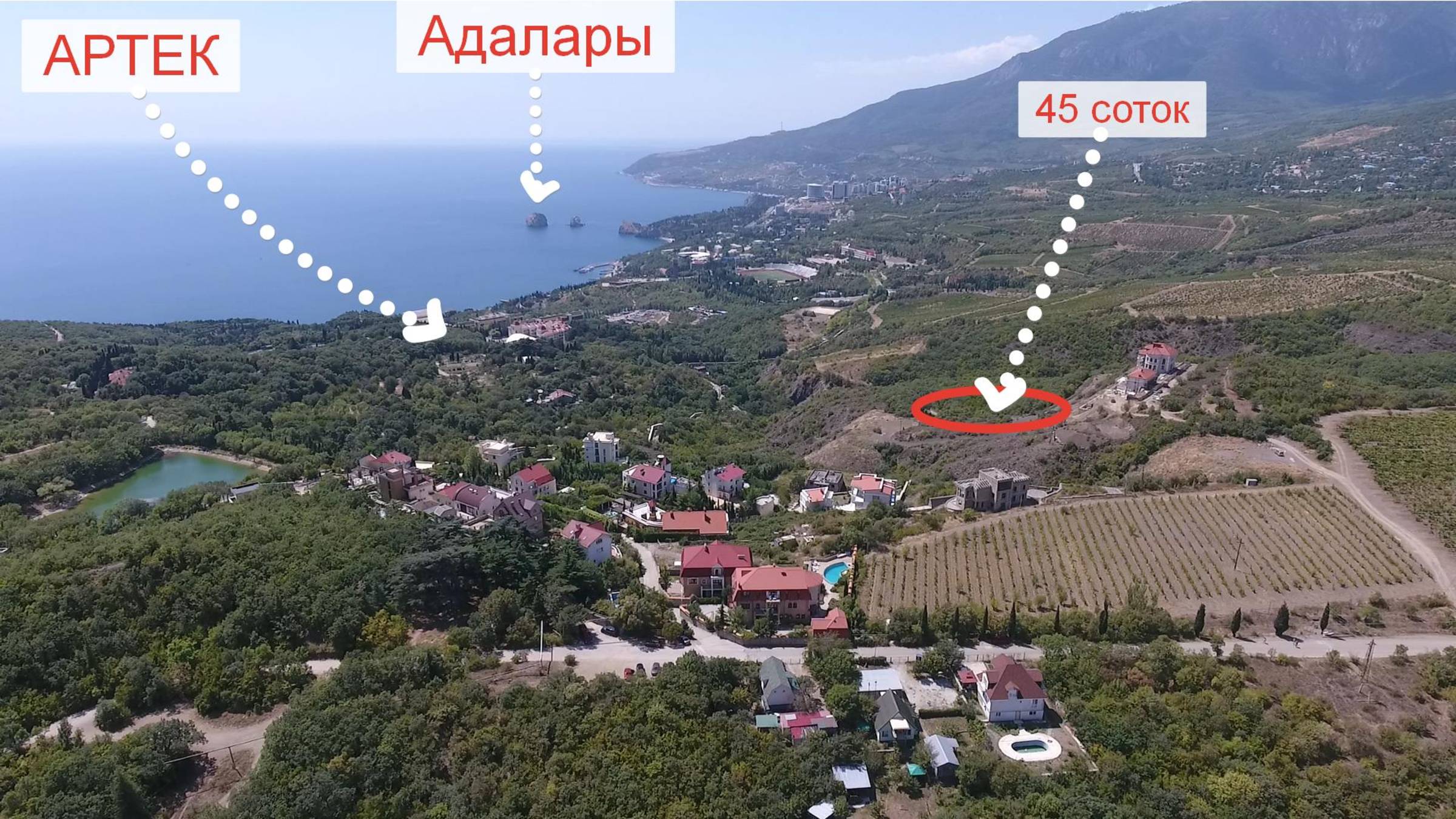 Продам участок 45 соток Ялта, пгт. Гурзуф , Новая деревня