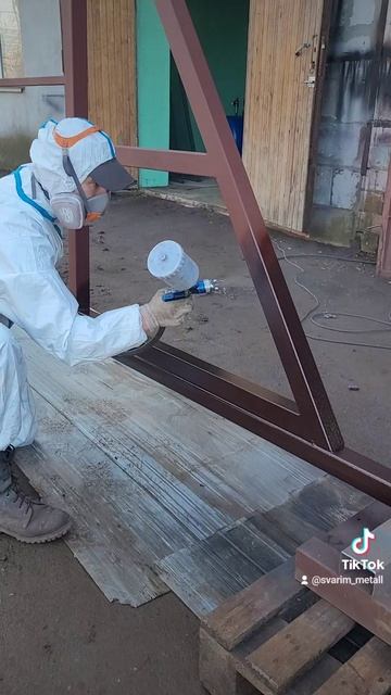 Покраска откатных ворота I Покраска компрессором I Воздушная покраска изделий