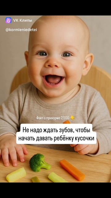 Не ждите зубов, давайте ребёнку кусочки !