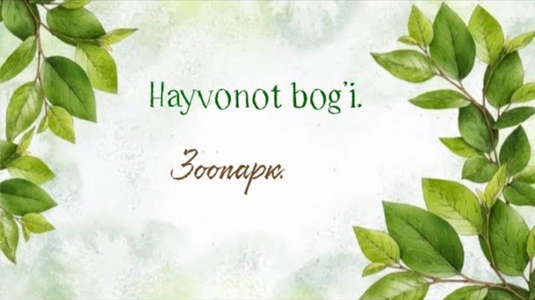 Узбекский язык. Учим слова из текста "Hayvonot bog'i".