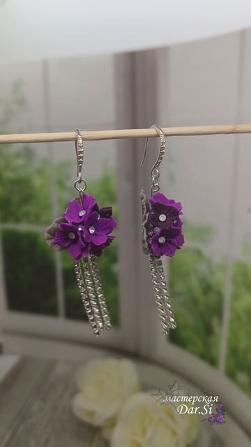 серьги ручной работы из холодного фарфора