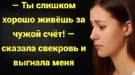 — Ты слишком хорошо живёшь за чужой счёт! — сказала свекровь и выгнала ее. История из жизни