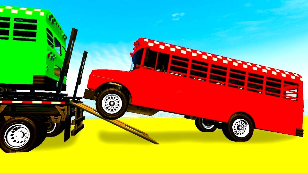 Мультики про Цветные Школьные Автобусы и Грузовики Автовоз Развивающий Мультик для Детей