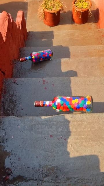 Breaking glass bottles 🌈  Crushing Crunchy and Soft things 🍾 #shorts #asmr #satisfying #experiment
