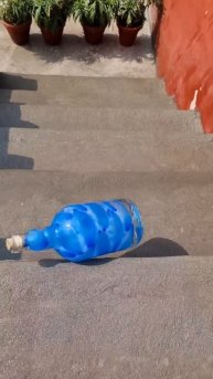 Blue breaking glass bottles ! Experiment on stairs #shorts #asmr #satisfying