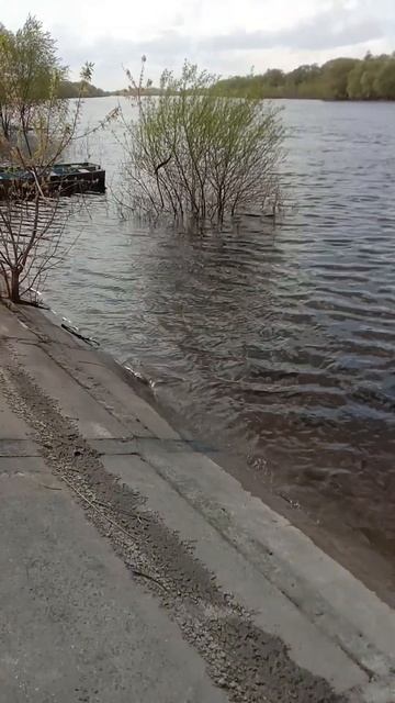 Ока. Бетон. Речные волны.