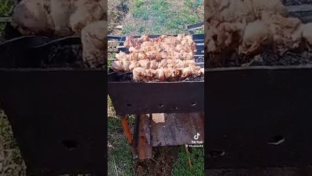Шашлык из шеи и крылья на мангале 🍺 🔥