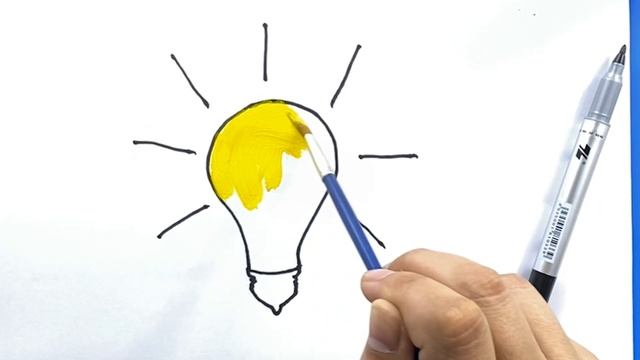 How to draw light bulb for kids/Как нарисовать лампочку для детей/Lamp