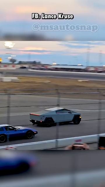 CYBERTRUCK vs Corvette C4 On Track! #tesla #chevrolet #race @Kruser74