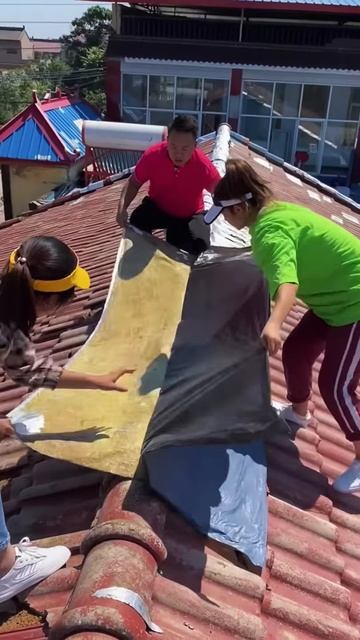 Cover the roof of the house to prevent leaks #shorts
