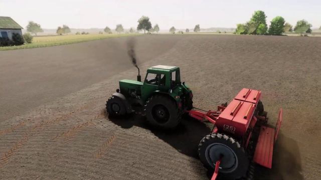 Farming Simulator 22/посів пшениці на карті Володимирівка/[1] мтз 82 з сівалкою червона зірка