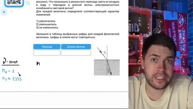 Пучок монохроматического света вошёл из воздуха в воду (см. рисунок). Что произошло в - №21802
