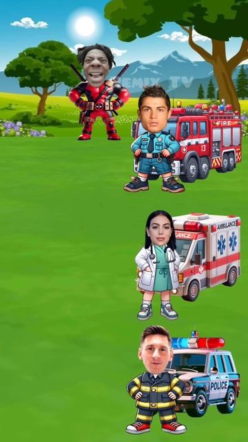 Come help match the police, doctor and fire engine vehicles #shortfeed #trendingshort #cartoon