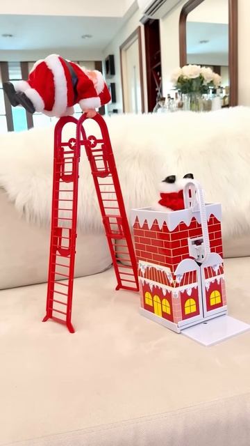 Cute Santa Clause Climbing the Ladder! Santa toys 🎅🏻🎁 #shortsvideo #christmas #present #santa