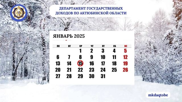 15 января - Налоговая отчётность