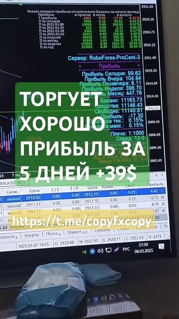 Торгует хорошо прибыль за 5 дней +39$