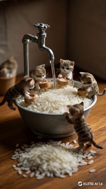Котики промывают рис