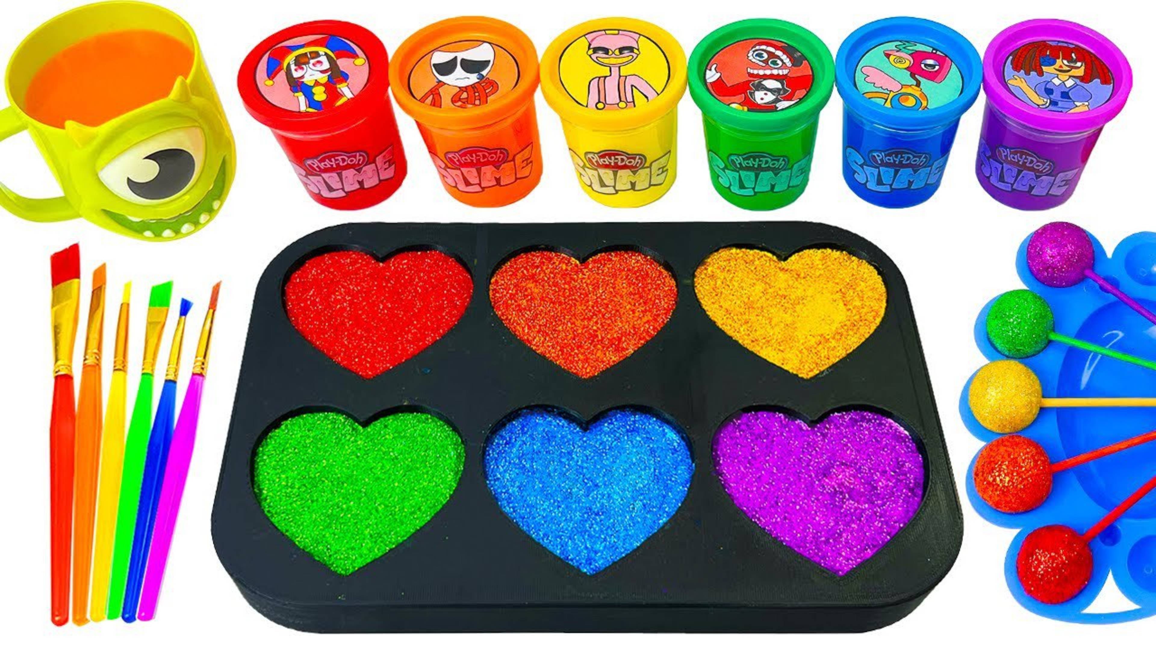 Как сделать палочку для мороженого с леденцовым сердечком Playdoh Glitter Lollipop Heart Cutting ASM
