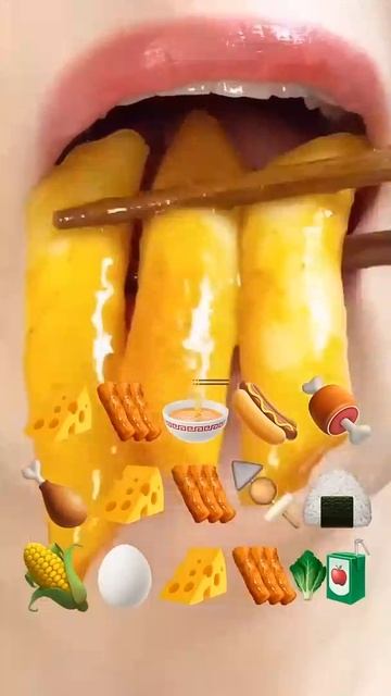 ASMR EMOJI FOOD CHEESE TTEOKBOKKI 😋🇰🇷💕✨