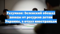 Разумков: Зеленский обещал доходы от ресурсов детям Украины, а отдал иностранцам