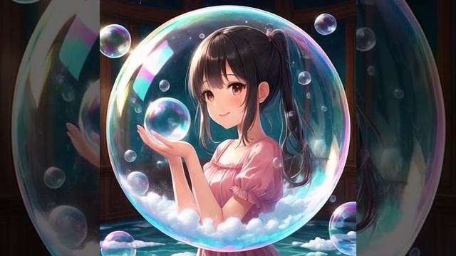 Anime girl inside bubble