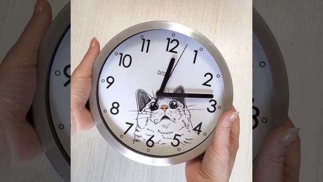Металлические настенные часы с котом с бесшумным меха
