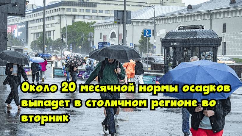 Около 20% месячной нормы осадков выпадет в столичном регионе во вторник