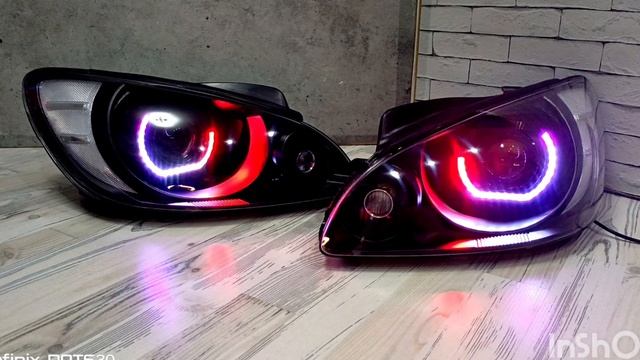 Фары с bi led модулями и ангельскими глазками rgb