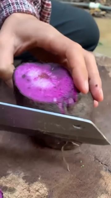 Easy way to cut purple sweet potato #shorts