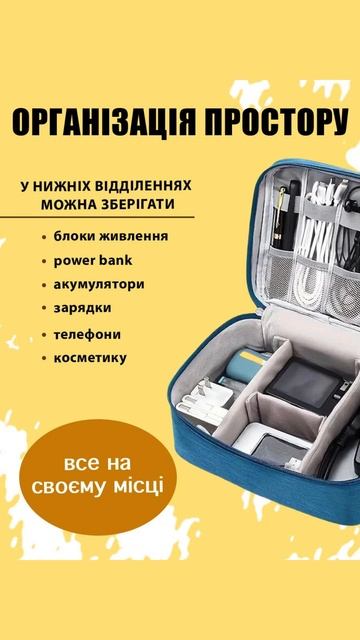 Сумка органайзер для кабелів VMHouse дорожній синій + три?