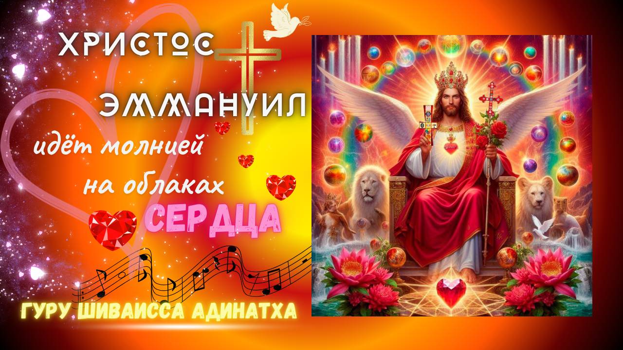 Христос Эммануил идёт молнией на облаках сердца. Гуру Шиваисса Адинатха