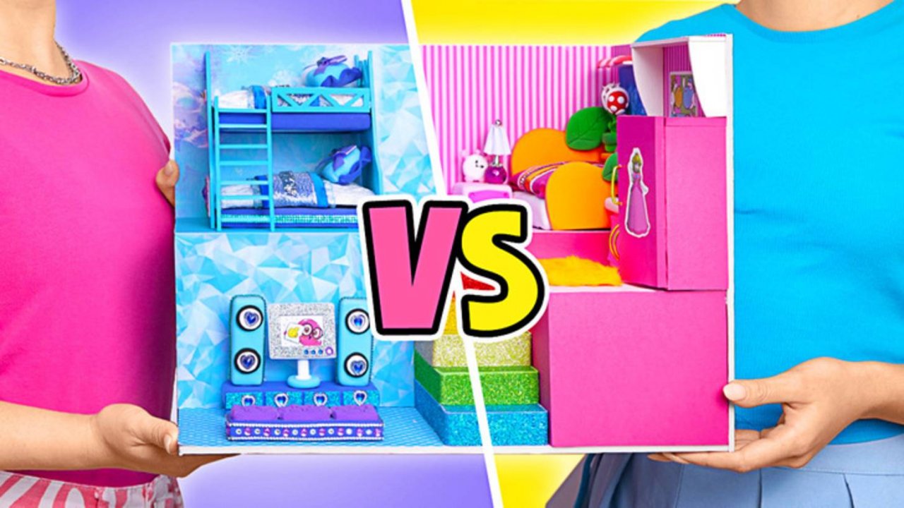 👑Спальня для принцессы Пич и Эльзы 🏰 Волшебный DIY-домик