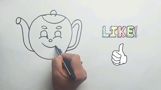 Drawing a teapot for children,아이들을 위한 그림,Рисуем чайник для дете?