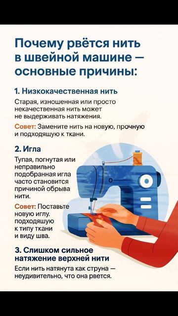Почему рвется нить в швейной машине
