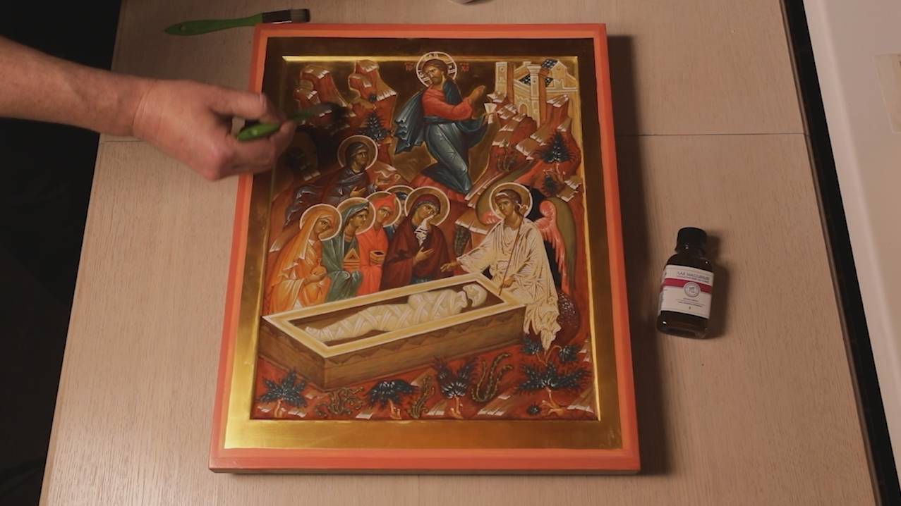 Двухслойное покрытие со спиртовым лаком