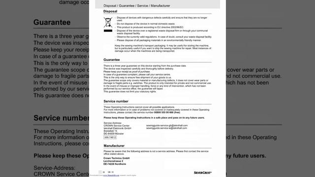 Manual Silver Crest SNMD 33 A1 Nähmaschine Sewing machine Швейная машина test
