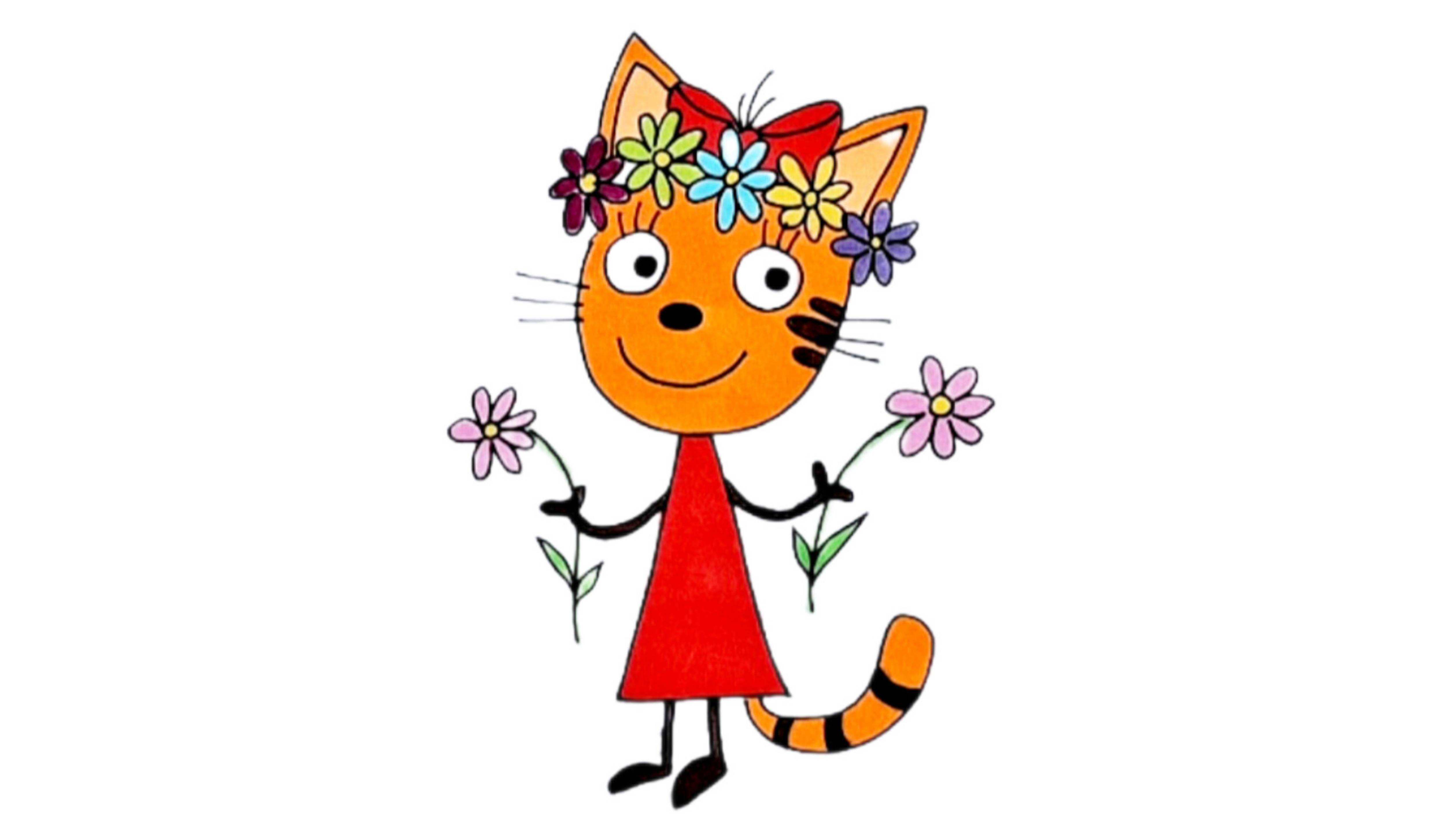 Как нарисовать кошечку Карамельку из Три кота