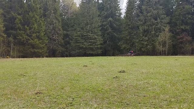 Мопед с двигателем от триммера тянет двоих