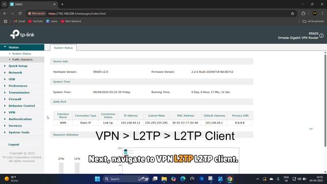 22 Setup L2TP IPsec Tunnel TP-Link Omada ER605 MikroTik Router