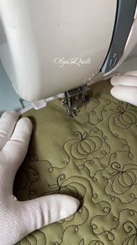 Free motion quilting. Свободно ходовая стёжка. Тыквы (27)