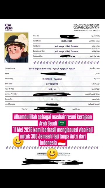 EKATERINA TOUR TRAVEL JALAN BARENG TUTUN OFFICIAL MASHAIR KINGDOM SAUDI ARABIA ISSUED 300 HAJJ VISA