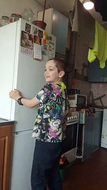 тупо Мой брат хочет открыть холодильник но не открыва?