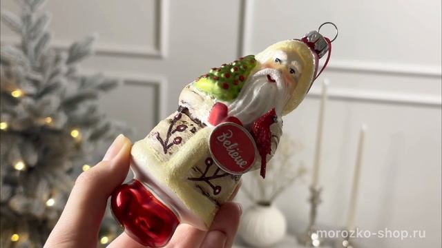 Ёлочная игрушка САНТА КЛЮКВИС С ЁЛОЧКОЙ, стекло, 13 см, T3400-2