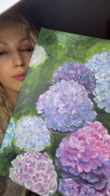 Мои первые гортензии маслом 🌺🌺🌺/ my first hydrangeas, oil painting