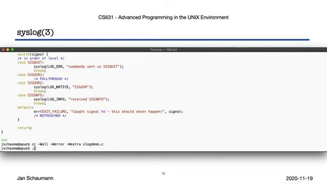 UNIX24-12-1 Advanced Programming in the UNIX Environment_ Week 12, Segment 1 - syslog(3)