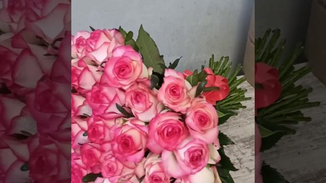 Букет из 71 бело-розовой розы Джумилия 50 см "Полёт Нежности"