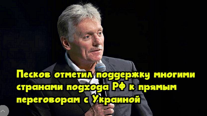 Песков отметил поддержку многими странами подхода РФ к прямым переговорам с Украиной